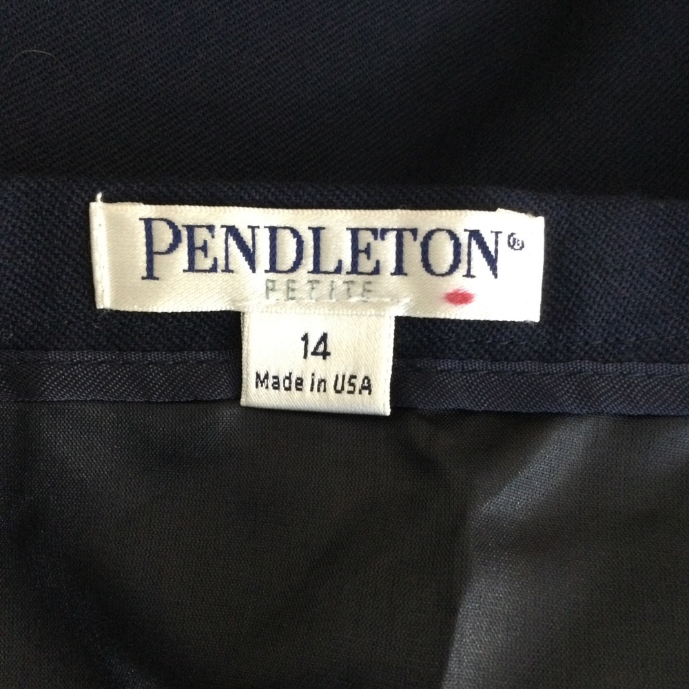 Pendleton Skirt Virgin Wool Navy Blue Size 14 Pencil Petite - Picture 5 of 8